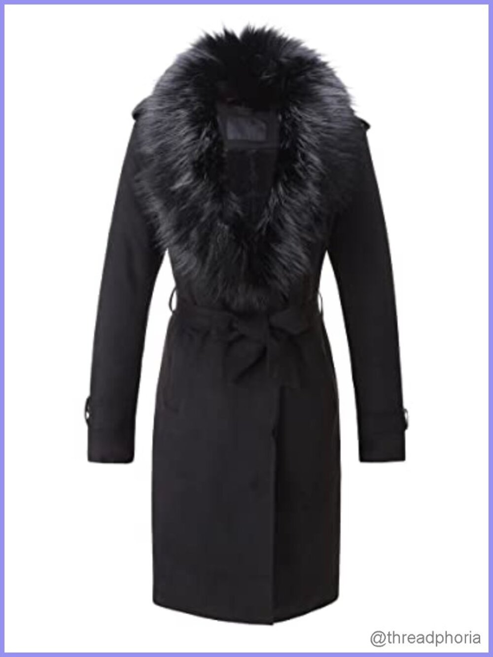 Faux Suede Fleece Lined Trench Coat with Faux Fur Collar Belted